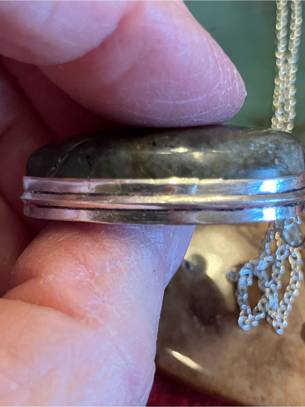 LABRADORITE PENDANT And BRACELET BOTH PIECES ARE STERLING SILVER STAMPED - Picture 5 of 15